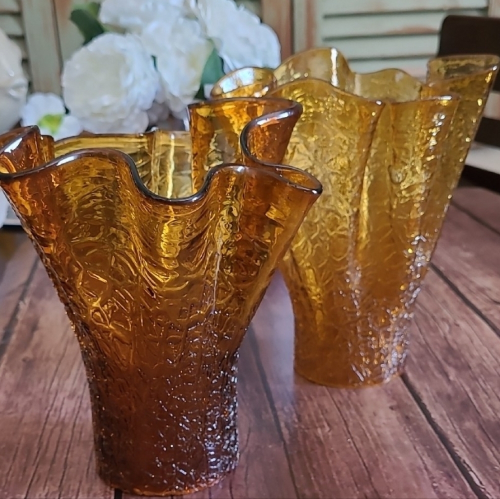 Amber Textured Glass Vase